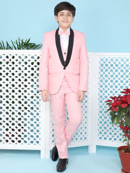 Jeetethnics - Boys Pink Coat Suit Set With Waistcoat Shirt And Trousers (Set of 5)