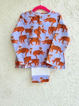 Tiny Pants - Purple Printed Kurta and Pyjama