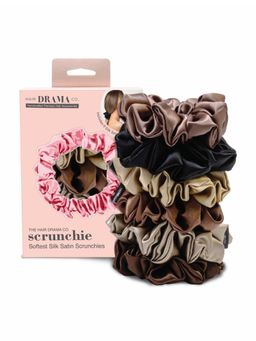 Hair Drama Co. - Neutral Silk Satin Scrunchies - Set of 6