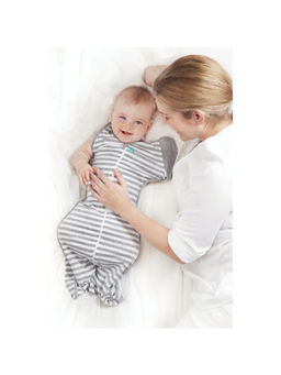 Love To Dream - Grey 1.0T Stretch Cotton Stripe Transition Swaddle