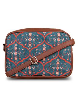 Zouk - Women Handcrafted Motif Printed Cross Body Sling Bag for College and Party-Blue