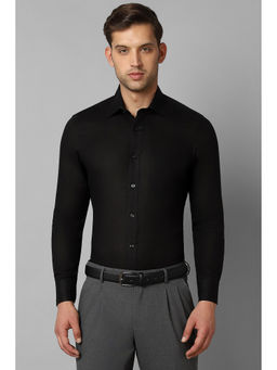 Louis Philippe - Men Black Classic Fit Solid Full Sleeves Formal Shirt
