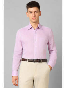 Louis Philippe - Men Purple Classic Fit Textured Full Sleeves Formal Shirt