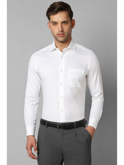 Louis Philippe - Men White Classic Fit Print Full Sleeves Formal Shirt