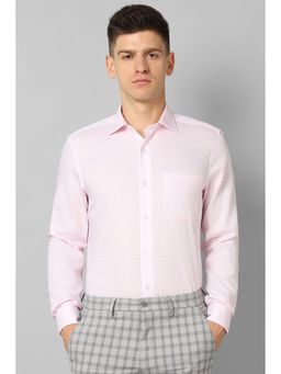 Louis Philippe - Men Pink Classic Fit Checks Full Sleeves Formal Shirt