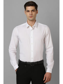 Louis Philippe - Men White Super Slim Fit Stripe Full Sleeves Formal Shirt