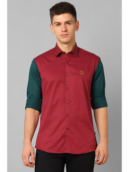 Louis Philippe - Men Red Slim Fit Full Sleeves Casual Shirt