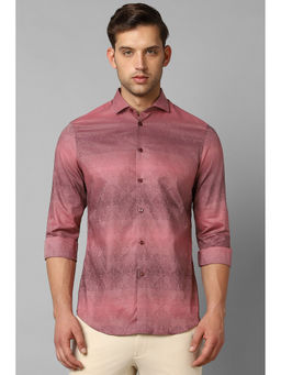 Louis Philippe - Men Pink Classic Fit Print Full Sleeves Casual Shirt