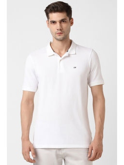 Peter England - Men White Solid Polo T-Shirts