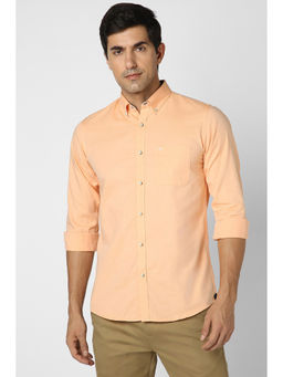 Peter England - Men Orange Slim Fit Casual Shirts