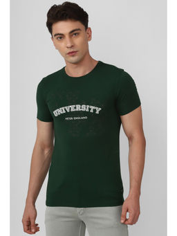 Peter England - Men Green Graphic Print Crew Neck T-Shirts