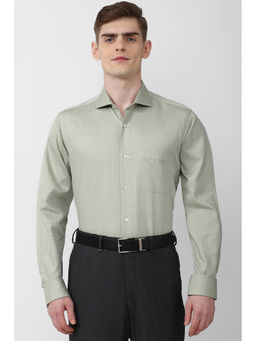 Van Heusen - Men Olive Regular Fit Print Full Sleeves Formal Shirt