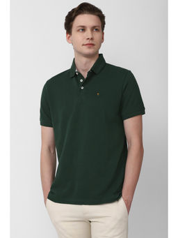 Van Heusen - Men Green Solid Polo Neck T-Shirt
