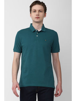 Van Heusen - Men Green Solid Polo Neck T-Shirt
