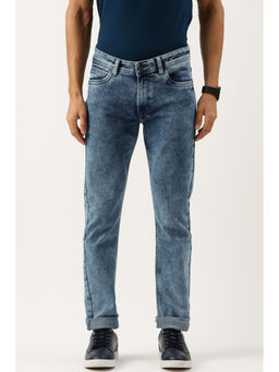 Peter England - Men Blue Mid Wash Slim Tapered Jeans
