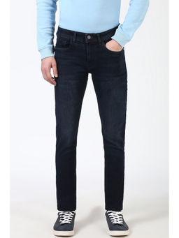 Peter England - Men Navy Blue Light Wash Slim Tapered Jeans