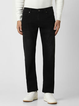 Peter England - Men Black Light Wash Slim Tapered Jeans