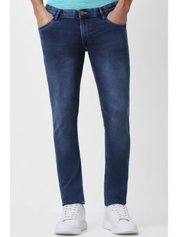 Peter England - Men Navy Blue Dark Wash Low Skinny Fit Jeans