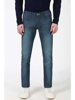 Peter England - Men Navy Blue Light Wash Skinny Fit Jeans