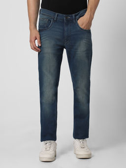 Van Heusen - Men Navy Blue Mid Wash Slim Fit Jeans