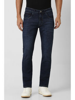 Van Heusen - Men Navy Blue Light Wash Slim Fit Jeans
