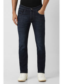 Van Heusen - Men Navy Blue Light Wash Slim Fit Jeans