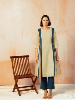 EKOHUM - Beige Cotton Linen Kurta And Pant