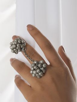 Teejh - Mawra Silver Oxidised Ghungroo Ring