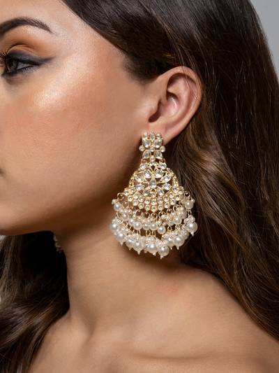 Priyal Pearl and Polki Earring