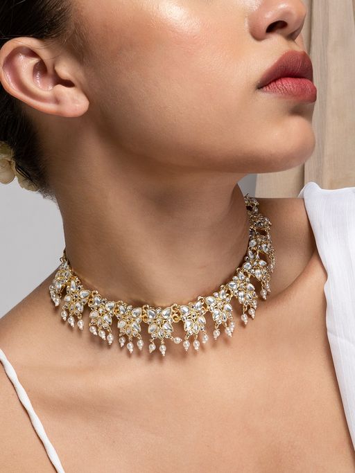 Teejh Anuka Pearl and Polki Necklace