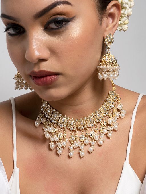 Teejh Kayraa Pearl and Polki Necklace Set