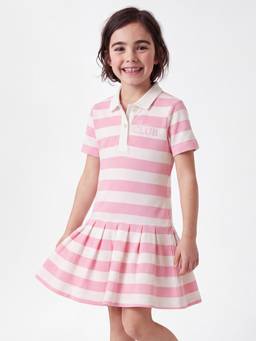 United Colors of Benetton - Pink Regular Fit Polo Neck Striped Dress