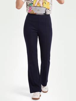 United Colors of Benetton - Blue Solid Boot-Leg Trouser