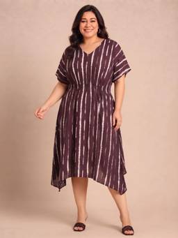 THE PINK MOON - Maroon and White Print Dress