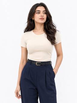 Tikhi Imli - Ivory Built-in bra padded T-shirt