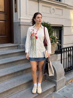 ZUMMER - Cotton White Floral Embroidered Shirt