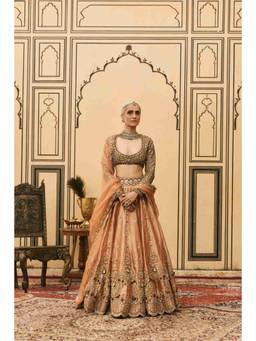 ITRH - Chaand Baali Tissue Orange Lehenga With Blouse and Dupatta