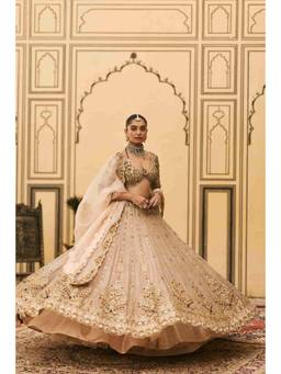 ITRH - Maang Tika Tissue Gold Lehenga With Blouse and Dupatta