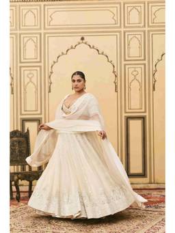 ITRH - Haathidant Organza Ivory Lehenga With Blouse and Dupatta