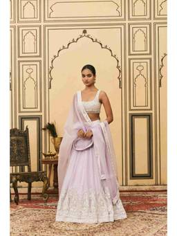 ITRH - Baingani Organza Lavender Lehenga With Blouse And Dupatta