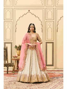ITRH - Gulabi-Rajat Tissue Silver Lehenga With Blouse And Dupatta