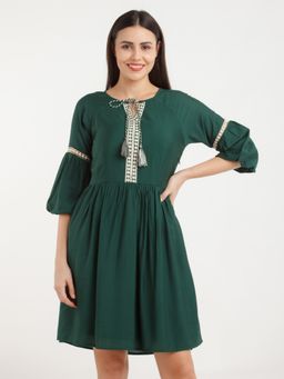 Zink London - Womens Green Solid Mini Dress