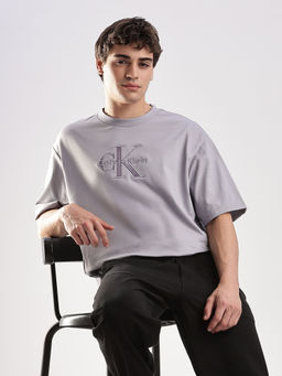 Calvin Klein - Purple Embroidered Logo Relaxed Fit Cotton T-shirt