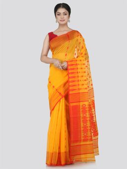 PinkLoom - Women's Soft Cotton Jamdani Saree Without Blouse Piece, Yellow