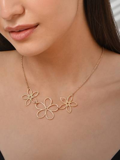 Casual Trendy Gold Plated Floral Necklace For Women