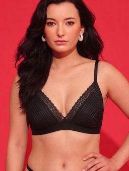 Chelvet - Black Velvet Bralette Non-Padded Non-Wired Bra