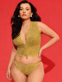 Chelvet - Green Lace Bralette Top & Bikini Panty