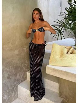 MISS MOSA BY AKANKSHA - Black Alba Polka Dots Bra with Panty & Skirt