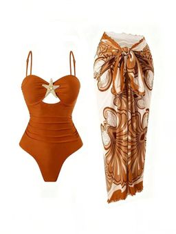 MISS MOSA BY AKANKSHA - Catania Swimsuit with Rust Sarong