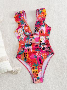 MISS MOSA BY AKANKSHA - Pink Cleo Ruffle Swimsuit